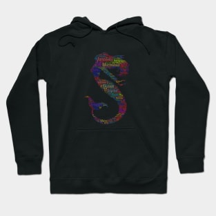 Mermaid Mystic Sea Life Text Word Cloud Hoodie